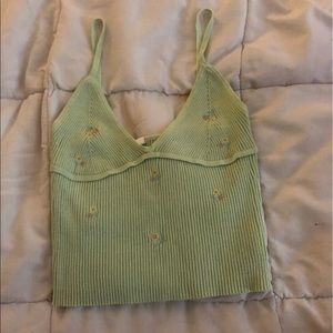 PASTEL GREEN FLORAL EMBROIDERED TANK